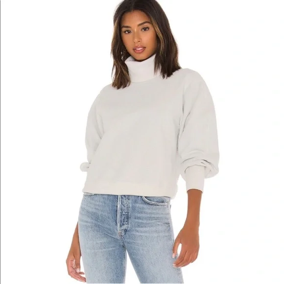 ⭐️ NWT Agolde Extended Rib Turtleneck Sweatshirt, 100% Cotton Balloon Sleeve Top - Picture 4 of 6